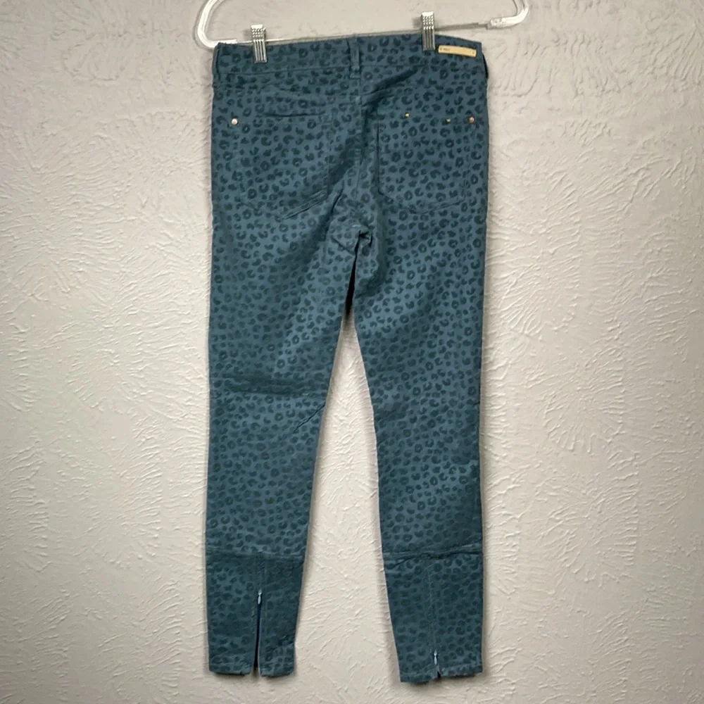 Pilcro And The Letterpress Blue Velvet Leopard Print Pants Women's Size … - Picture 12 of 16